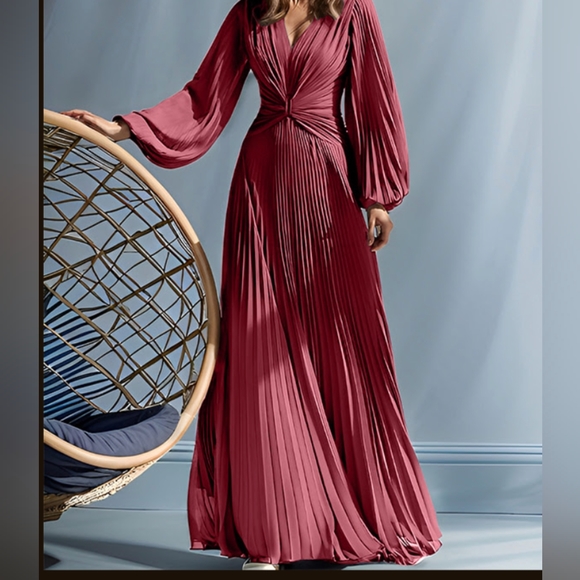 Chiffon Pleated Formal Gown - Picture 1 of 7